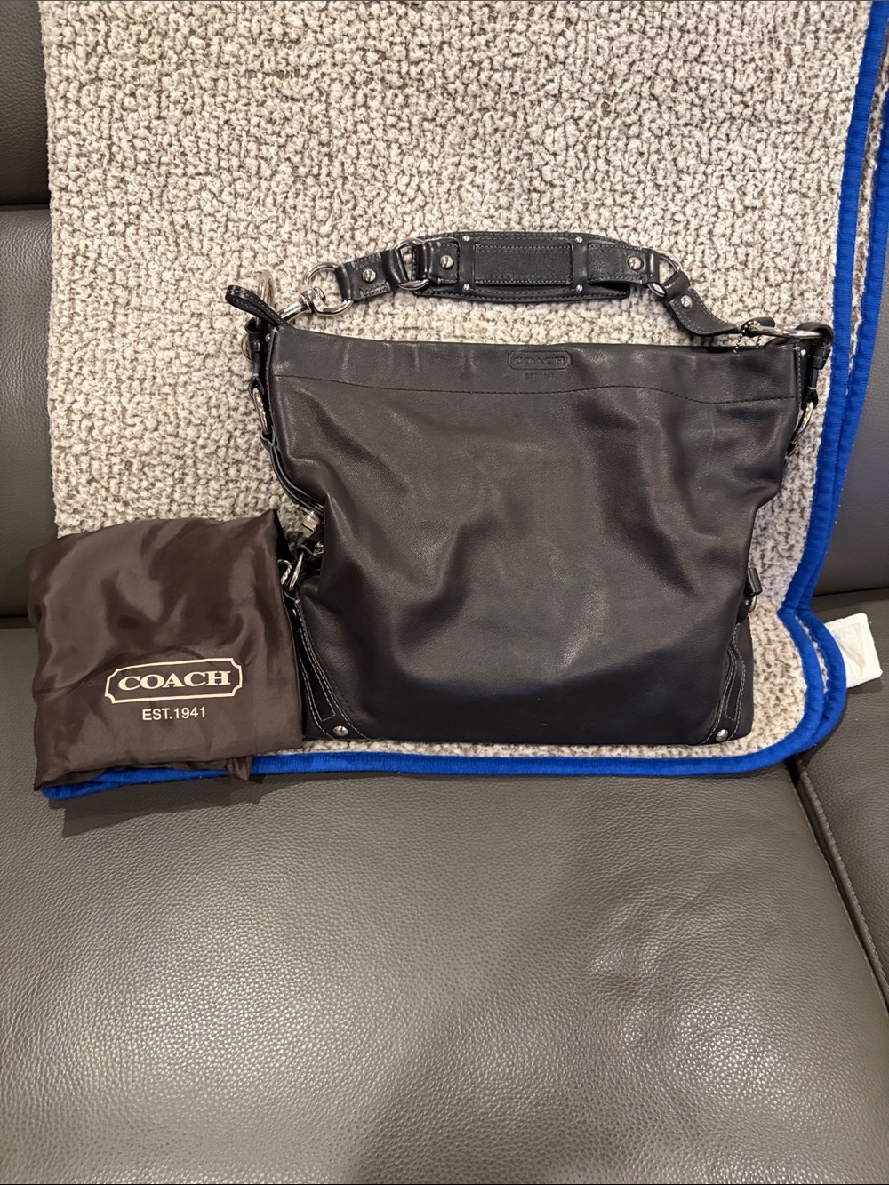 Coach Black Leather Hobo Shoulder Bag